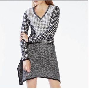 BCBGMAXAZRIA Monaco black white houndstooth sweater dress | XS